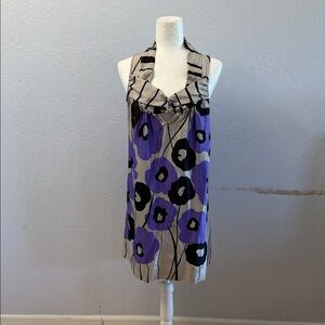 Purple and Black Floral Halter Dress